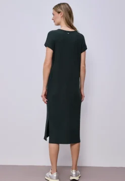 Robe midi en jersey côtelé