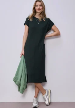 Robe midi en jersey côtelé