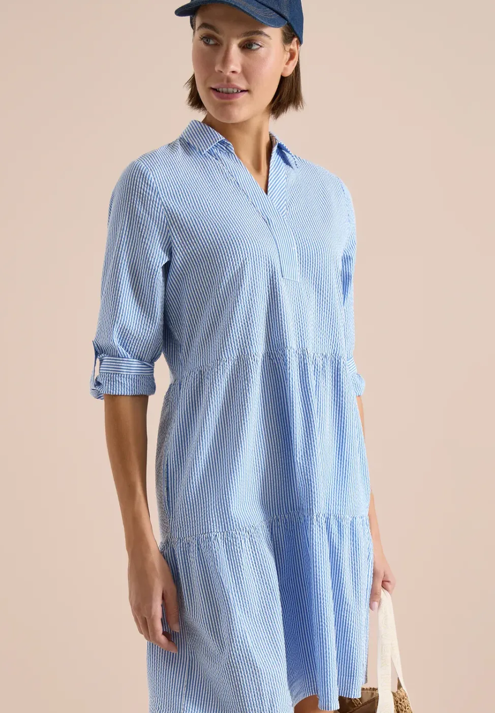 Robe midi en seersucker