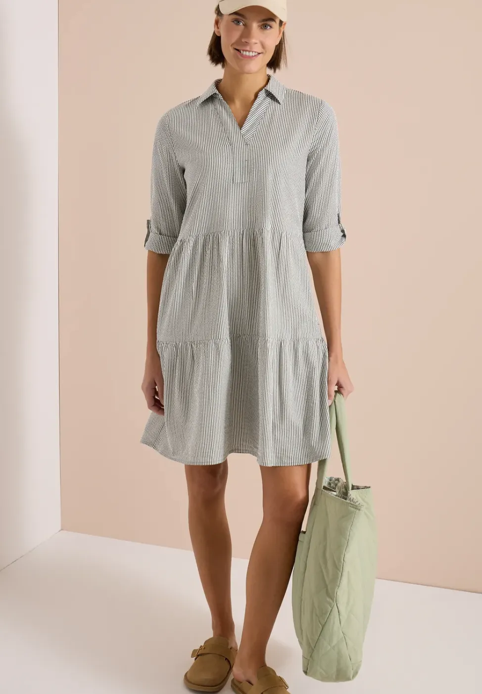 Robe midi en seersucker