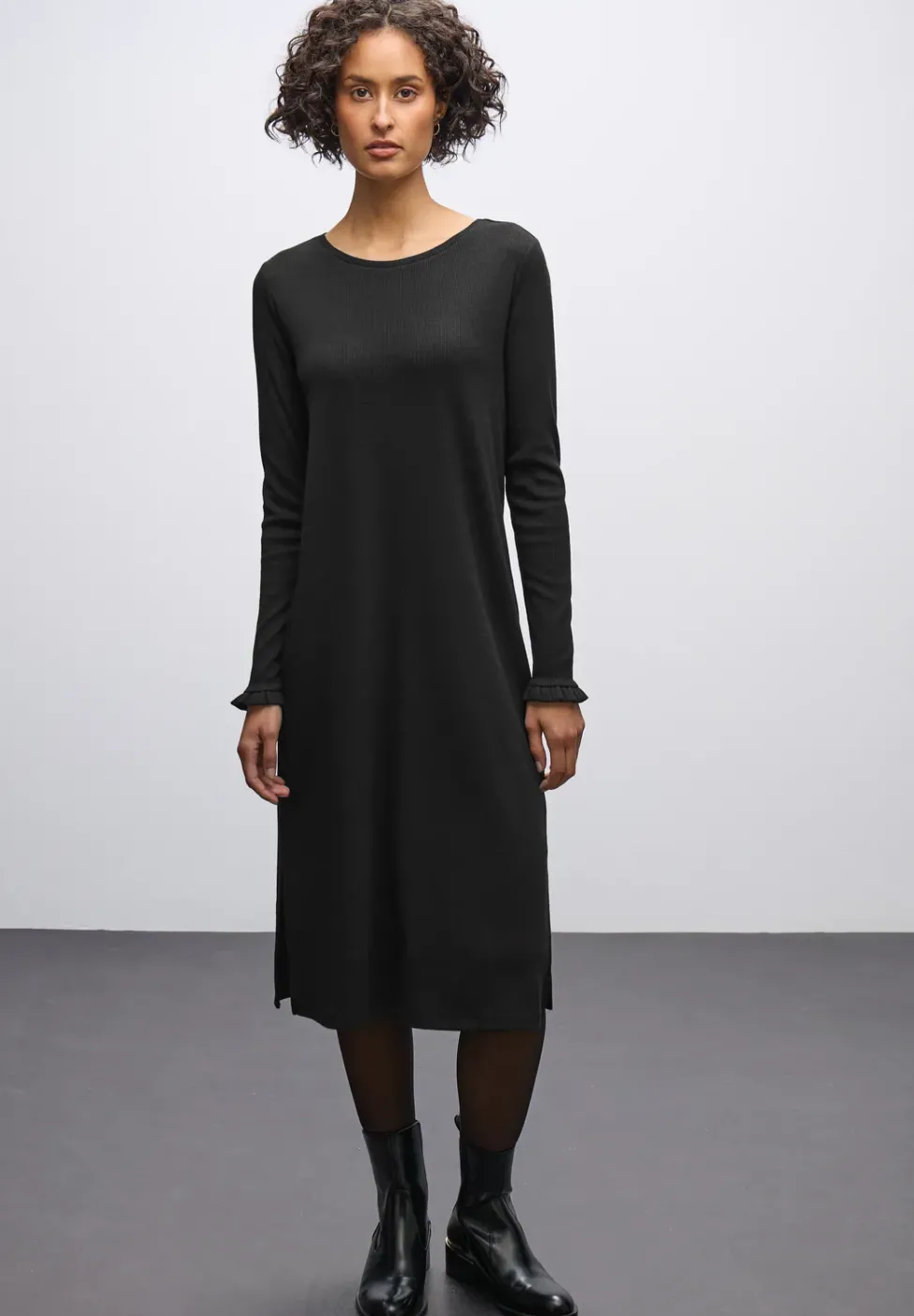 Robe midi en structure côtelée