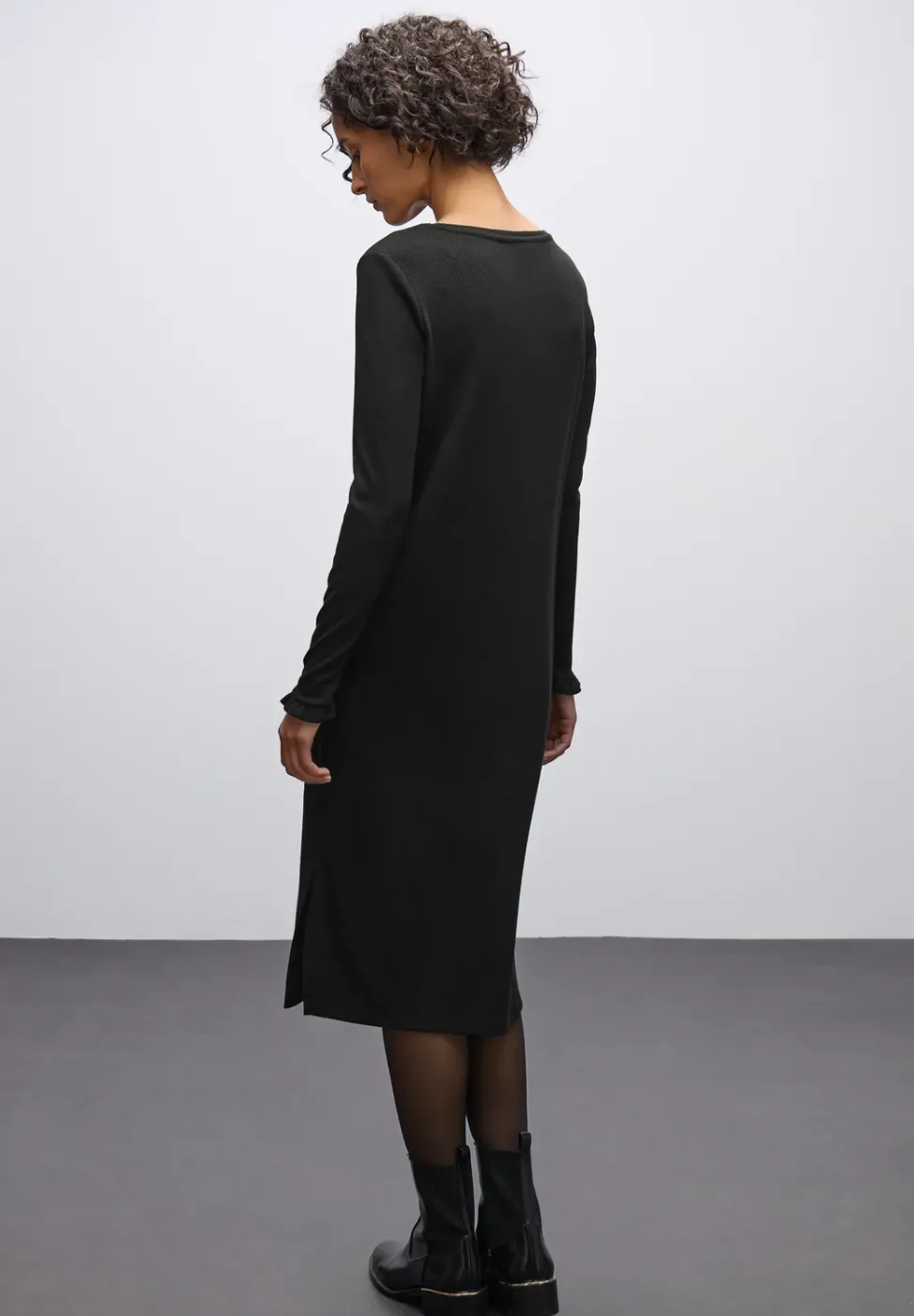 Robe midi en structure côtelée