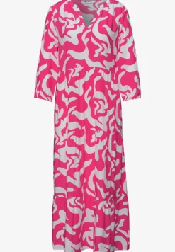 Robe midi imprimée à col fendu