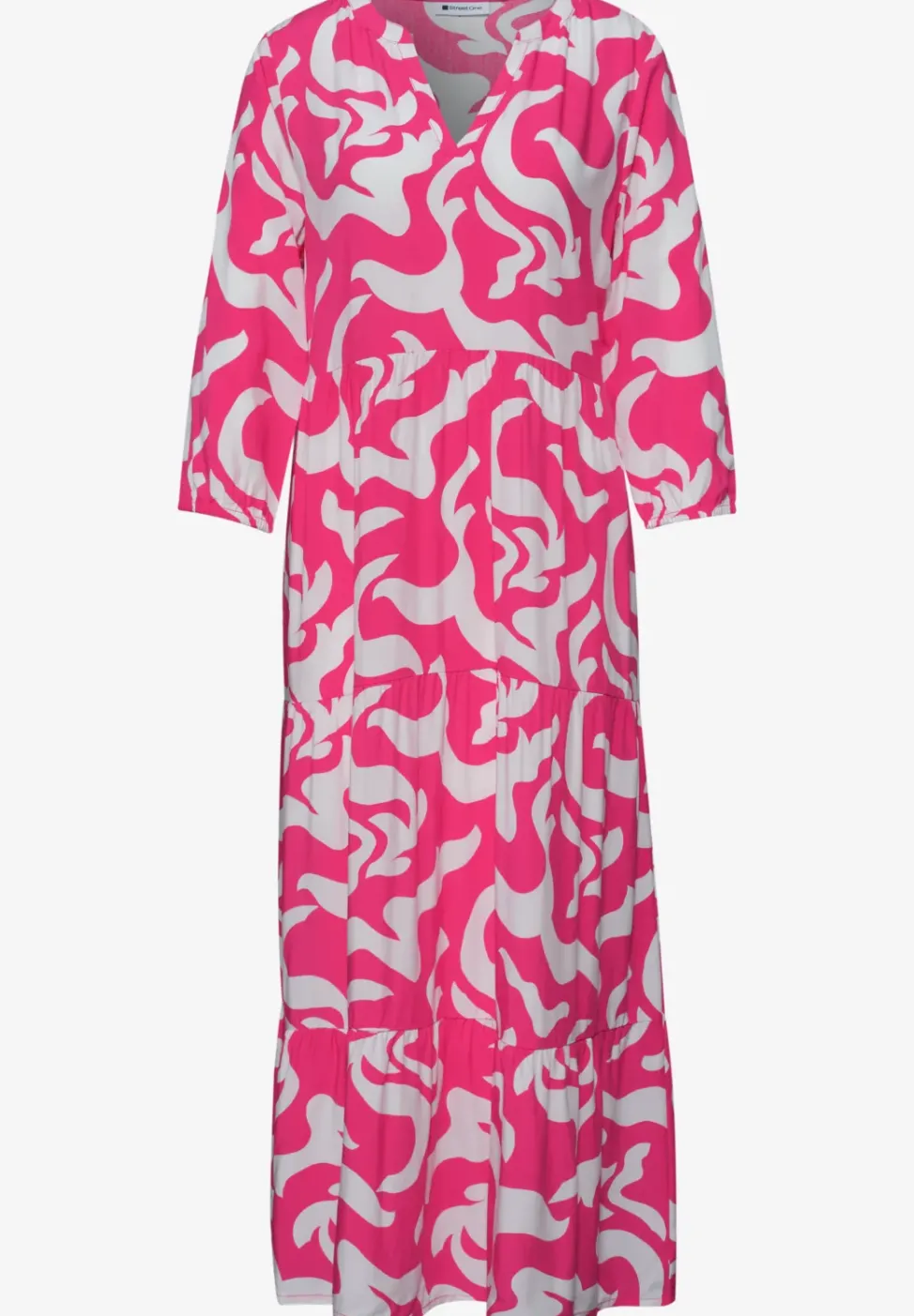 Robe midi imprimée à col fendu