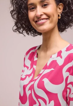 Robe midi imprimée à col fendu