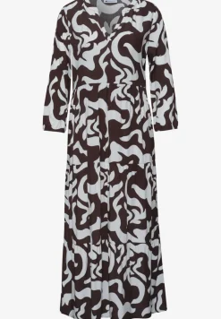 Robe midi imprimée à col fendu