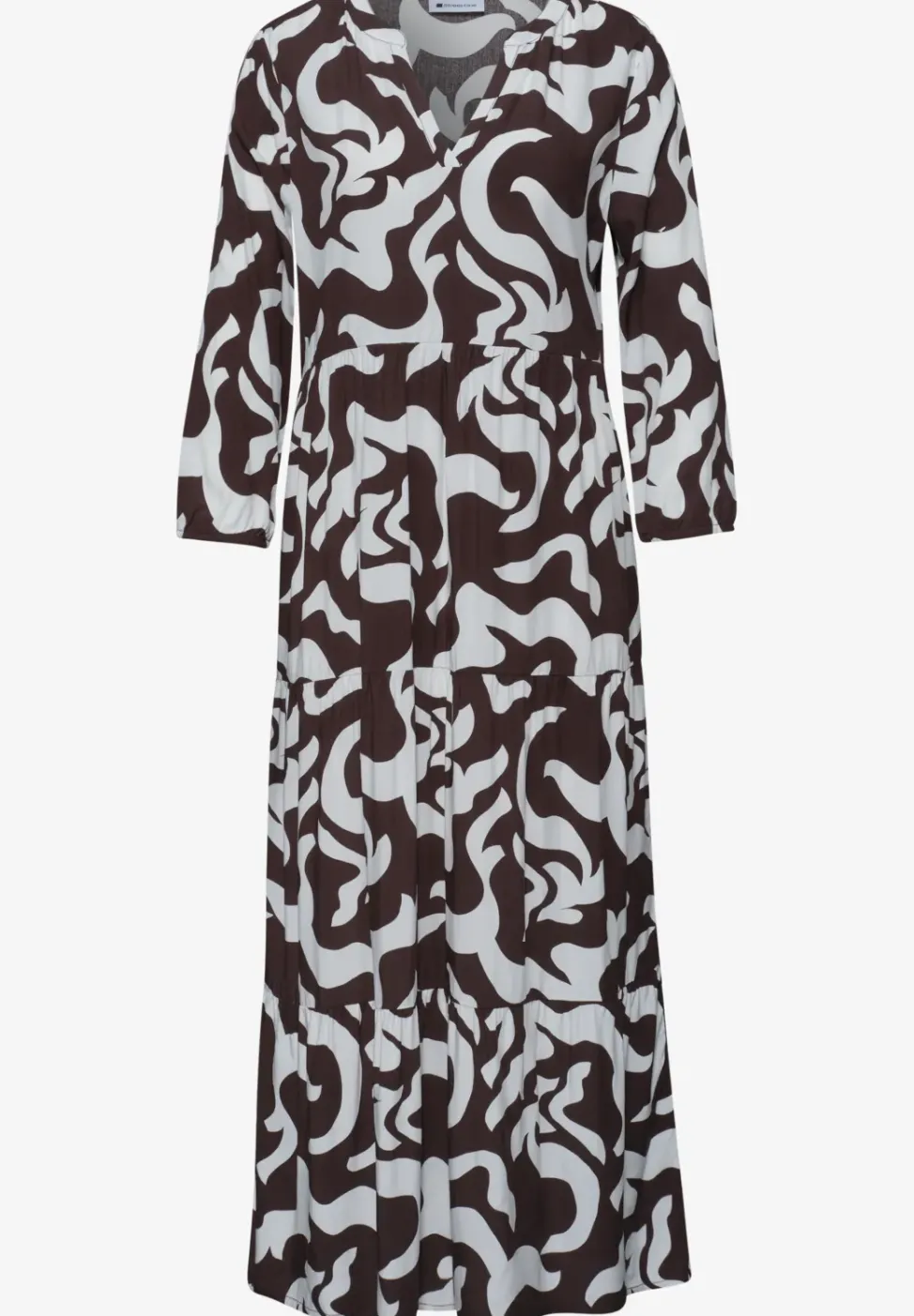 Robe midi imprimée à col fendu