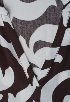 Robe midi imprimée à col fendu