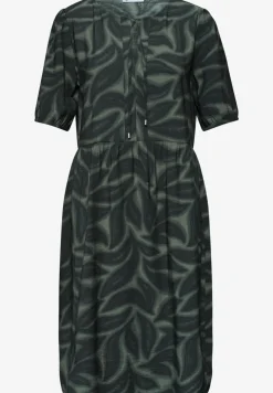 Robe midi imprimée à col fendu