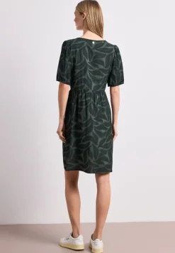 Robe midi imprimée à col fendu