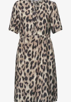 Robe midi imprimée à col fendu