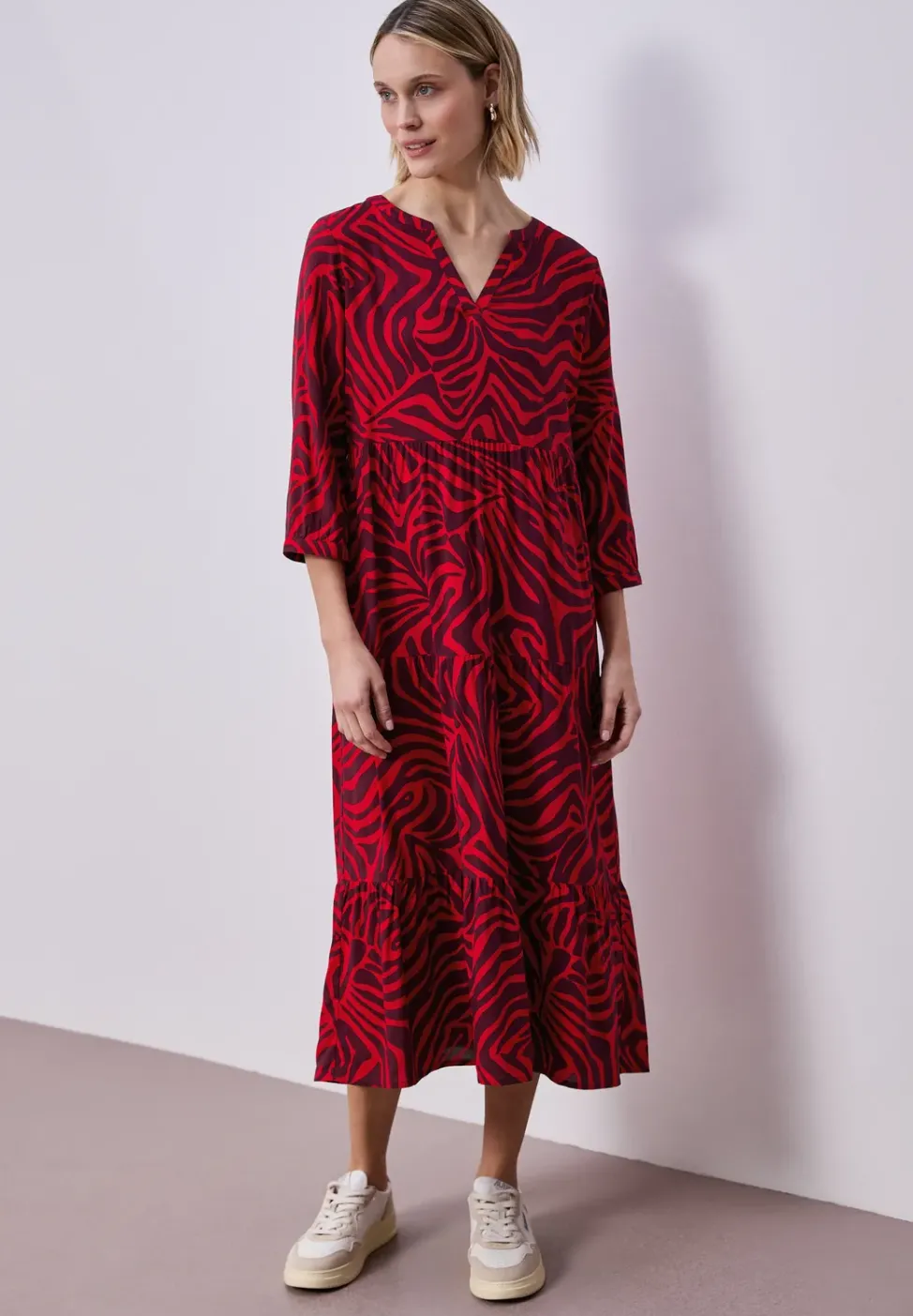 Robe midi à l'imprimé graphique