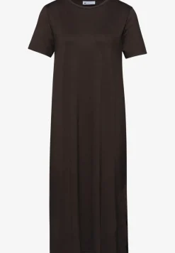 Robe midi à manches courtes avec détail de fente