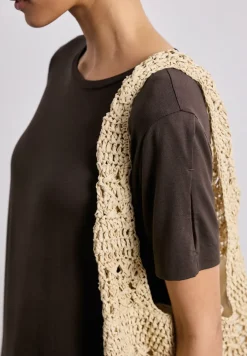 Robe midi à manches courtes avec détail de fente