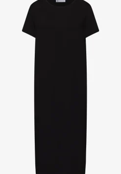 Robe midi à manches courtes avec détail de fente