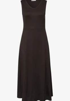 Robe midi sans manches de couleur unie
