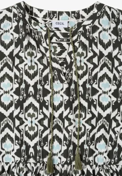 Robe mi-longue avec motif graphique