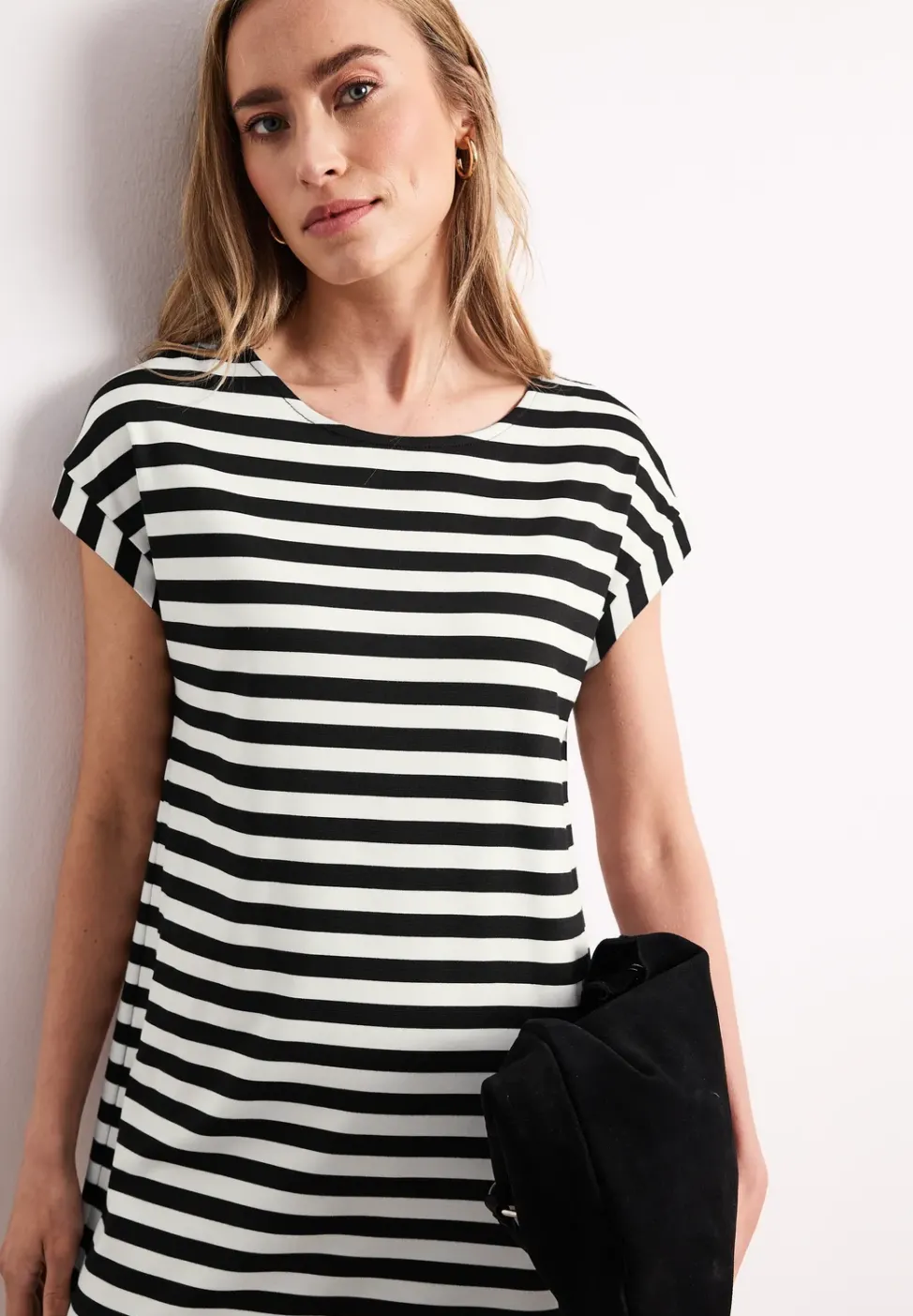 Robe mi-longue en jersey rayé