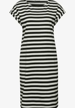 Robe mi-longue en jersey rayé