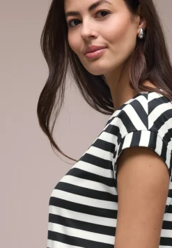 Robe mi-longue en jersey rayé