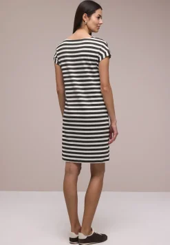 Robe mi-longue en jersey rayé