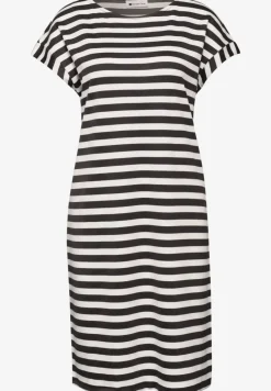 Robe mi-longue en jersey rayé