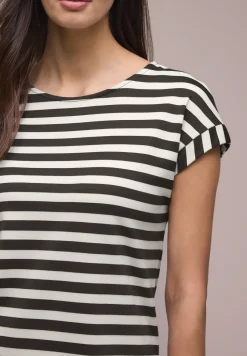 Robe mi-longue en jersey rayé