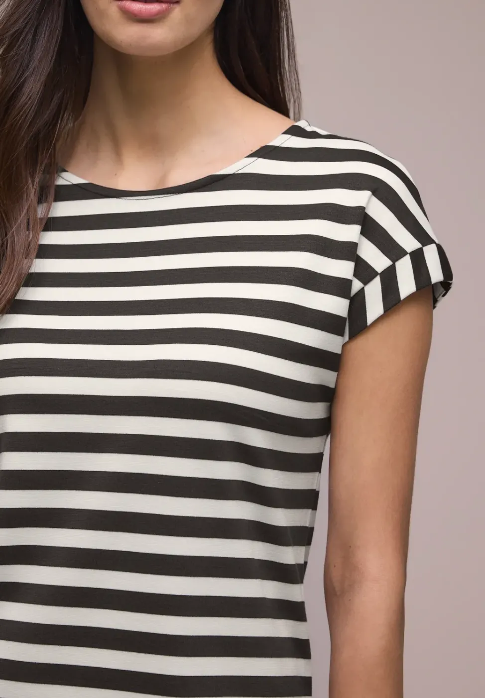 Robe mi-longue en jersey rayé