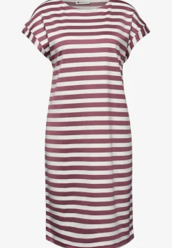 Robe mi-longue en jersey rayé