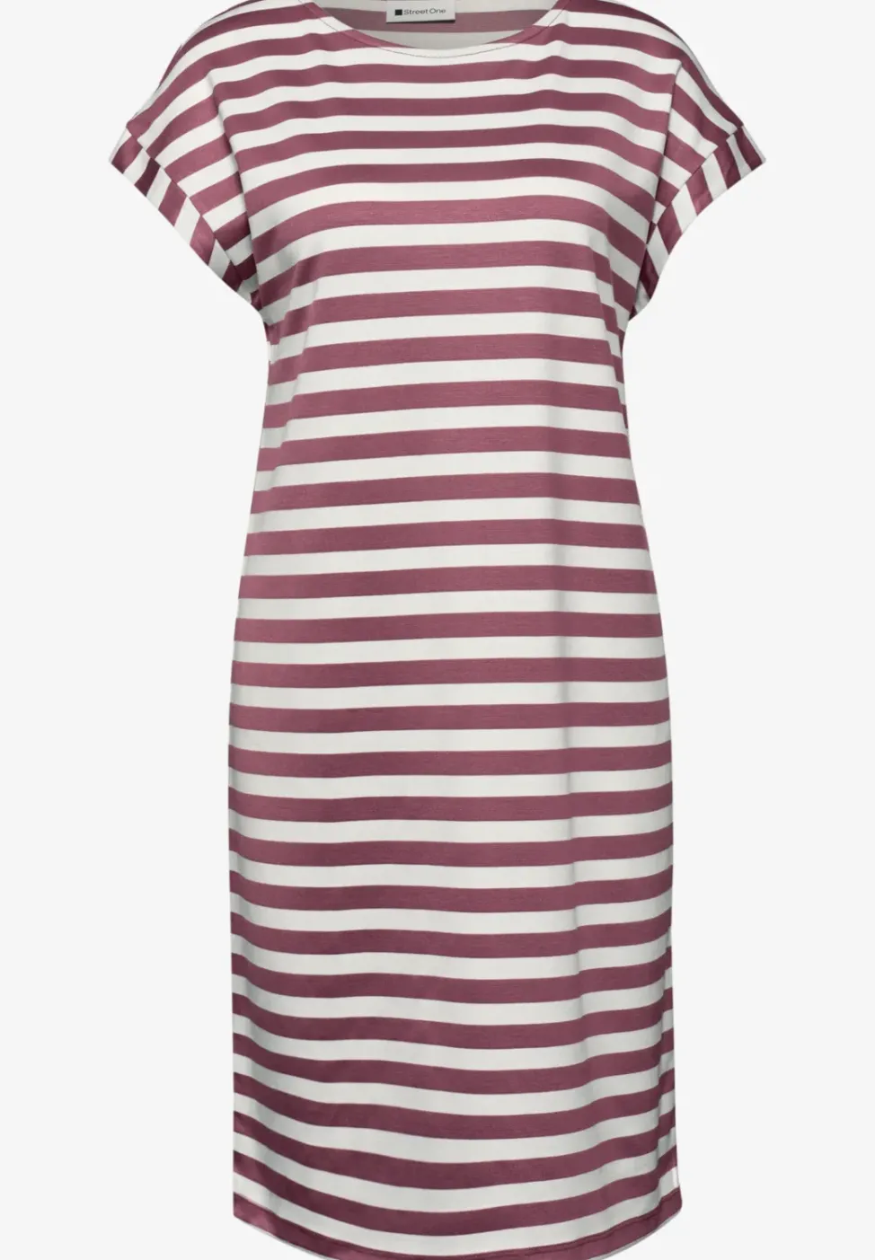 Robe mi-longue en jersey rayé