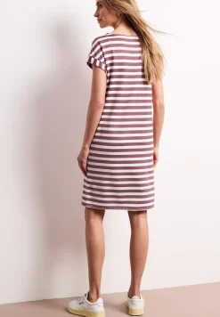 Robe mi-longue en jersey rayé