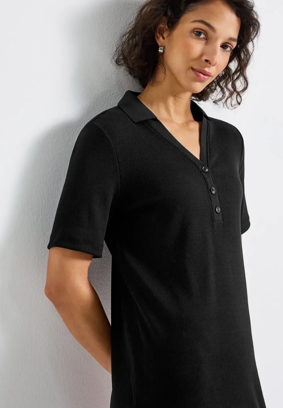 Robe polo avec structure côtelée