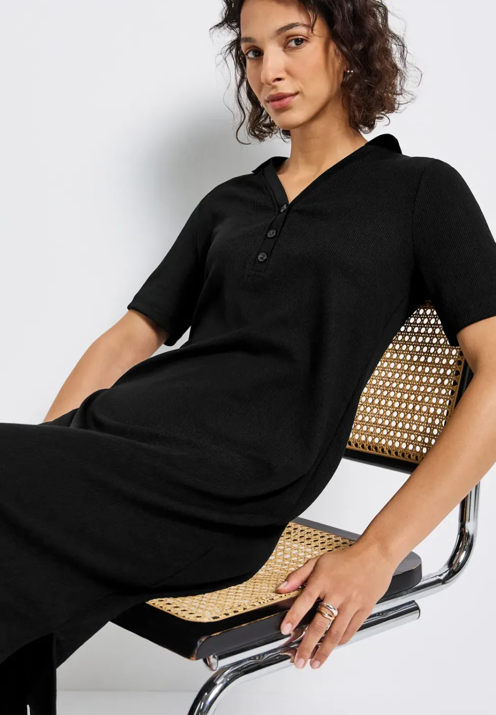 Robe polo avec structure côtelée