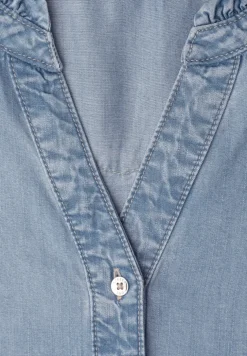 Robe à volants, longueur genou, look denim
