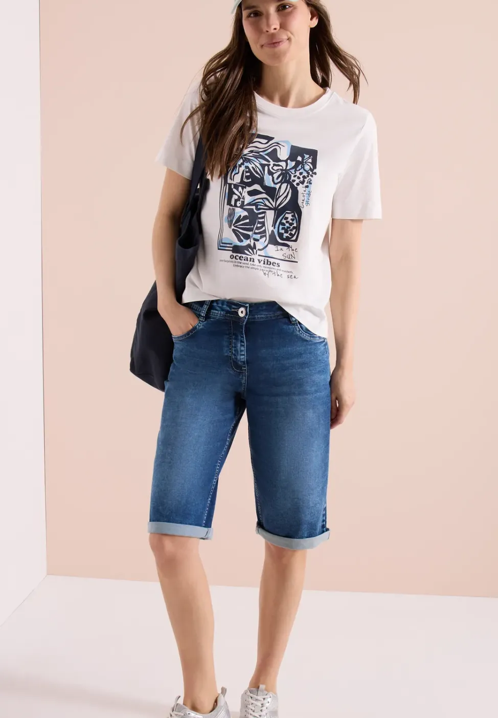 Short en jean taille haute coupe ample