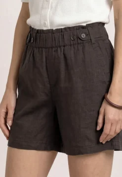 Short en lin avec ceinture paperbag