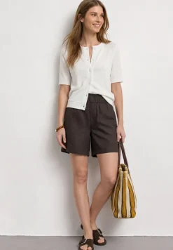 Short en lin avec ceinture paperbag