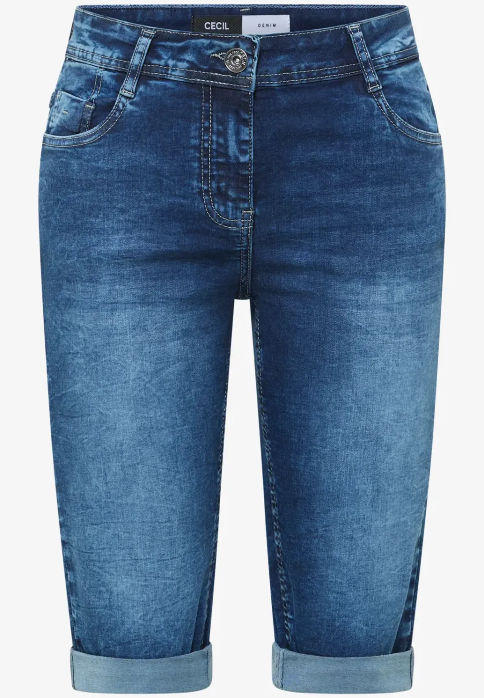 Short slim fit taille haute en denim