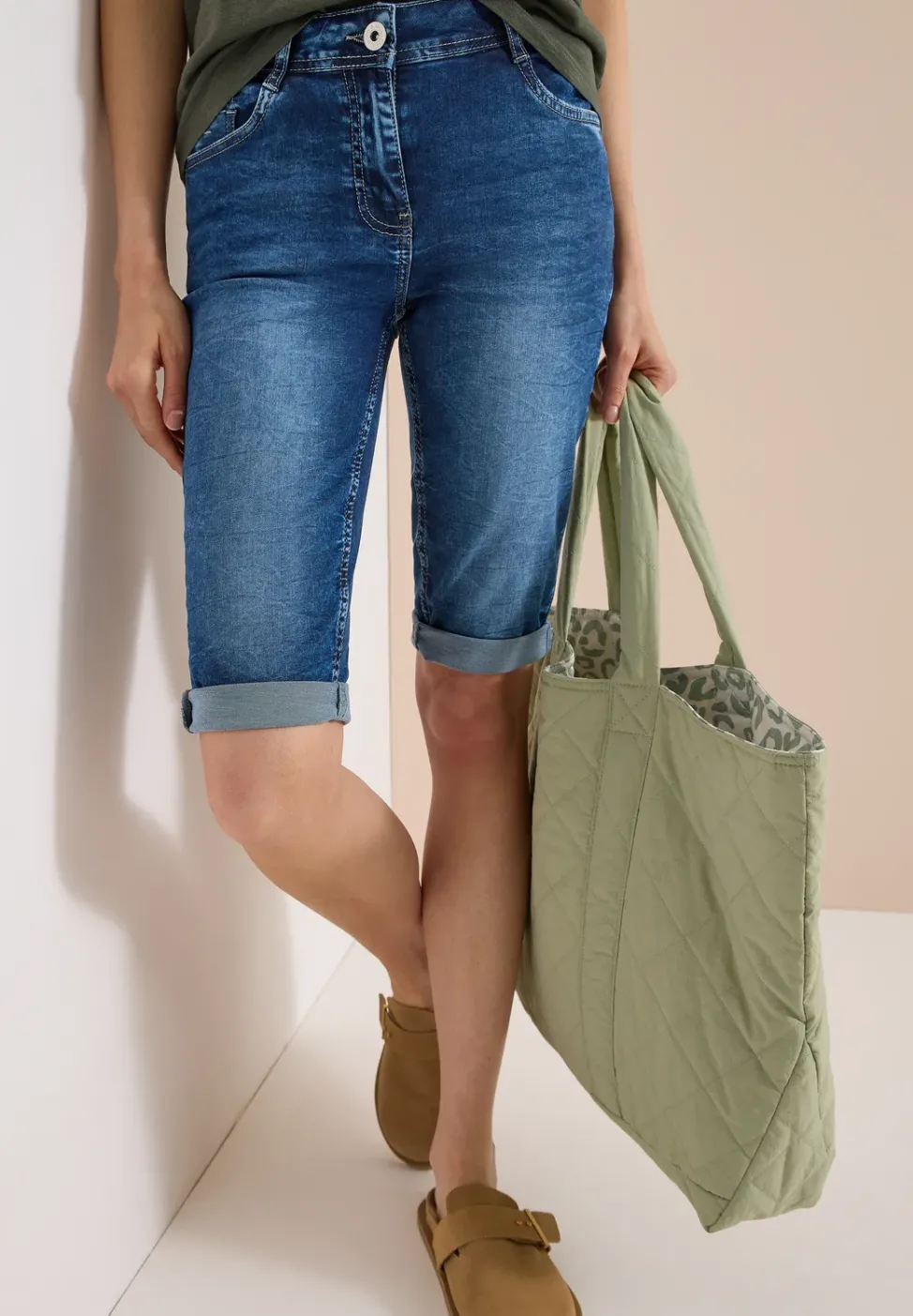 Short slim fit taille haute en denim