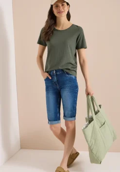 Short slim fit taille haute en denim