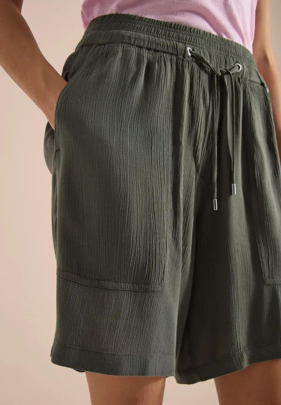 Short taille haute wide leg structuré
