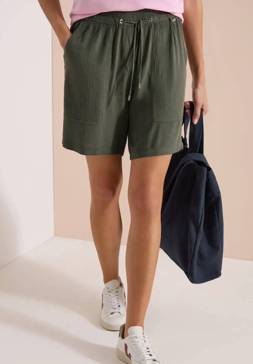 Short taille haute wide leg structuré