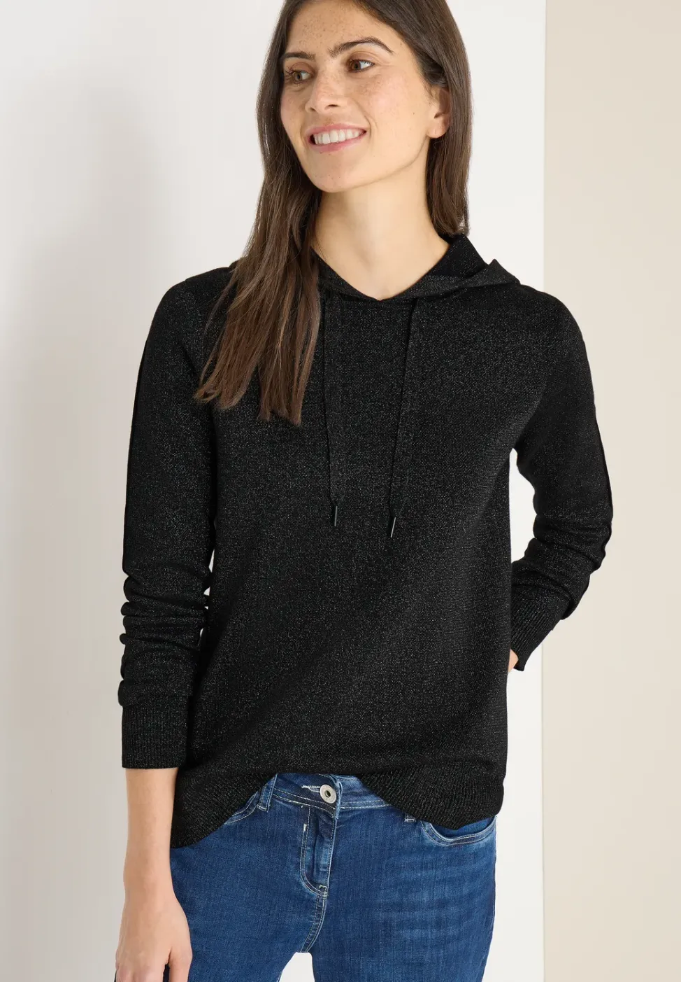 Sweat à capuche jacquard avec paillettes