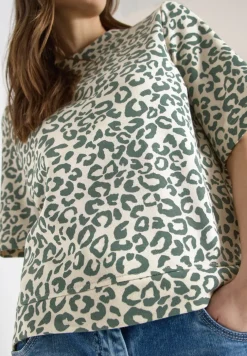 Sweat-shirt à manches courtes avec imprimé léopard
