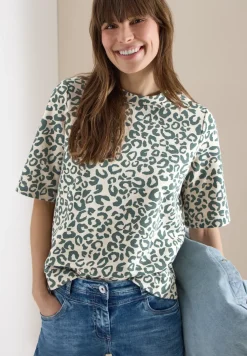 Sweat-shirt à manches courtes avec imprimé léopard