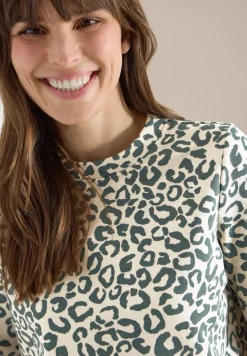 Sweat-shirt à manches courtes avec imprimé léopard