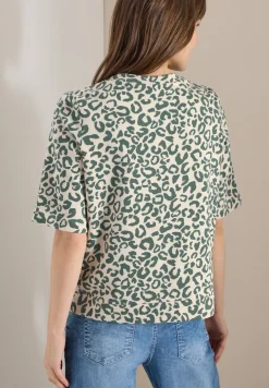Sweat-shirt à manches courtes avec imprimé léopard
