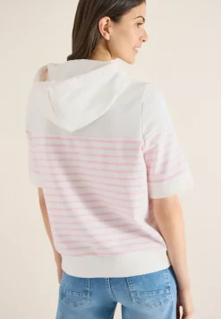 Sweat-shirt à manches courtes avec capuche et rayures