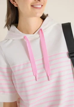 Sweat-shirt à manches courtes avec capuche et rayures
