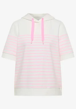 Sweat-shirt à manches courtes avec capuche et rayures